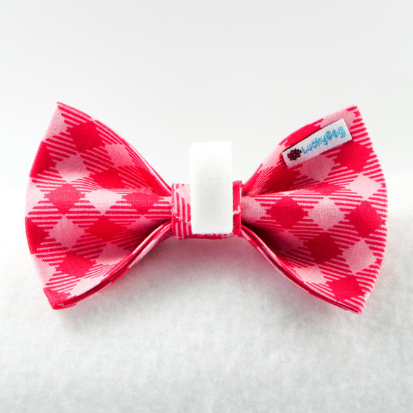 Buffalo Plaid Pink Bow Tie
