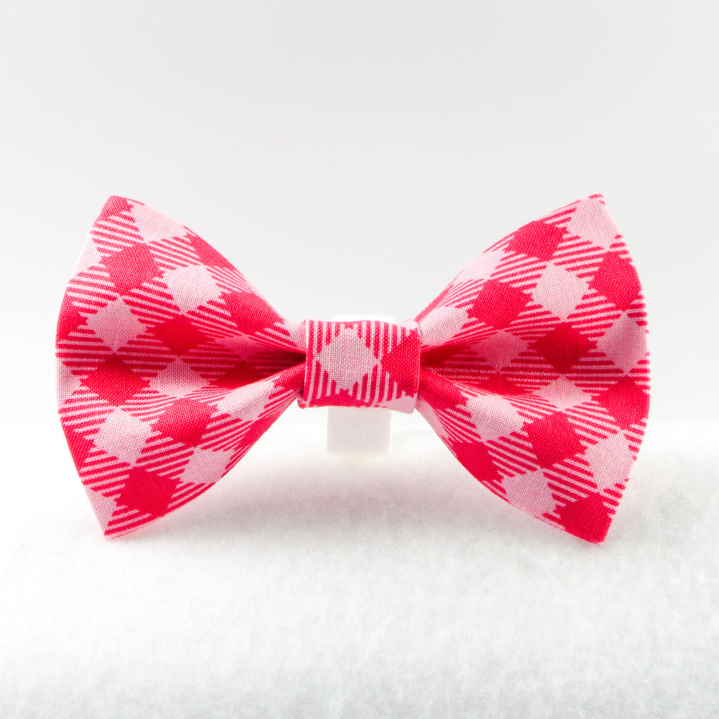Buffalo Plaid Pink Bow Tie