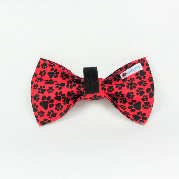 Paws Red & Black Bow Tie