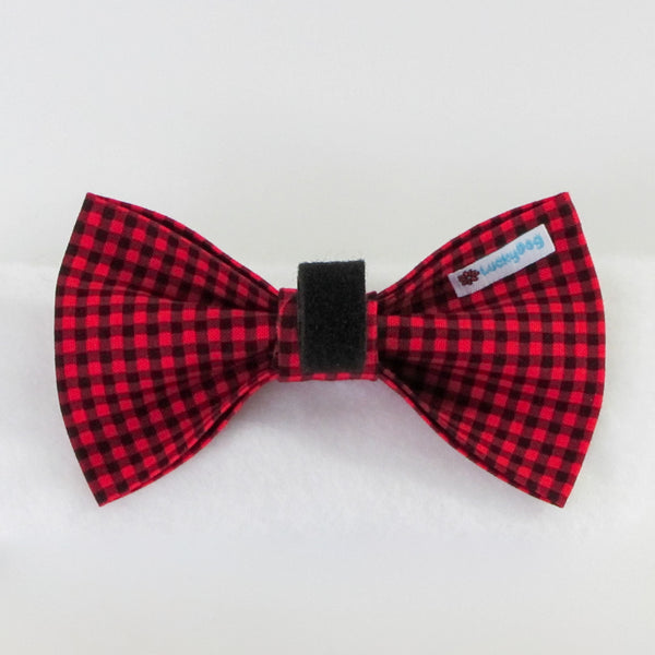 Small Plaid Red Bow Tie
