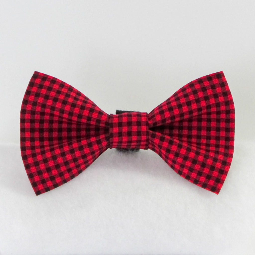 Small Plaid Red Bow Tie