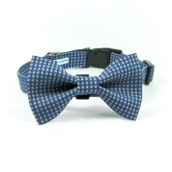 Small Plaid Blue Bow Tie