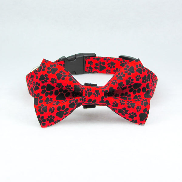 Paws Red & Black Bow Tie